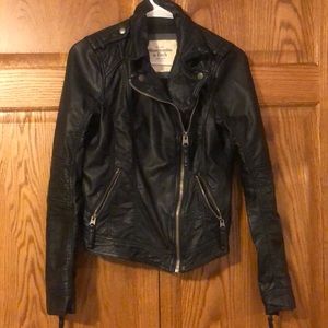 Abercrombie faux black leather jacket size S